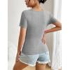 Zeagoo Women’s Short Sleeve T Shirts Casual Summer Basic Scoop Neck Slim Fit Rib Knit Business Work Tee Tops(Light Grey)