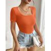 Zeagoo Women’s Short Sleeve T Shirts Casual Summer Basic Scoop Neck Slim Fit Rib Knit Business Work Tee Tops(Orange)