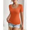 Zeagoo Women’s Short Sleeve T Shirts Casual Summer Basic Scoop Neck Slim Fit Rib Knit Business Work Tee Tops(Orange)