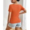 Zeagoo Women’s Short Sleeve T Shirts Casual Summer Basic Scoop Neck Slim Fit Rib Knit Business Work Tee Tops(Orange)
