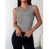 Zeagoo Womens Sleeveless Crewneck Ribbed Tank Tops Casual Basic Summer Top Slim Fitted Racerback Shirts(A – Stripe Black White)