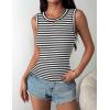 Zeagoo Womens Sleeveless Crewneck Ribbed Tank Tops Casual Basic Summer Top Slim Fitted Racerback Shirts(A – Stripe Black White)