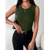 Zeagoo Womens Sleeveless Crewneck Ribbed Tank Tops Casual Basic Summer Top Slim Fitted Racerback Shirts(Army Green)