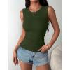 Zeagoo Womens Sleeveless Crewneck Ribbed Tank Tops Casual Basic Summer Top Slim Fitted Racerback Shirts(Army Green)