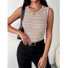 Zeagoo Womens Sleeveless Crewneck Ribbed Tank Tops Casual Basic Summer Top Slim Fitted Racerback Shirts(B – Stripe Brown White)