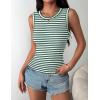 Zeagoo Womens Sleeveless Crewneck Ribbed Tank Tops Casual Basic Summer Top Slim Fitted Racerback Shirts(B – Stripe Green White)