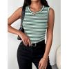 Zeagoo Womens Sleeveless Crewneck Ribbed Tank Tops Casual Basic Summer Top Slim Fitted Racerback Shirts(B – Stripe Green White)