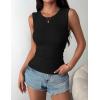 Zeagoo Womens Sleeveless Crewneck Ribbed Tank Tops Casual Basic Summer Top Slim Fitted Racerback Shirts(Black)