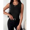 Zeagoo Womens Sleeveless Crewneck Ribbed Tank Tops Casual Basic Summer Top Slim Fitted Racerback Shirts(Black)