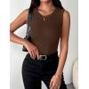 Zeagoo Womens Sleeveless Crewneck Ribbed Tank Tops Casual Basic Summer Top Slim Fitted Racerback Shirts(Brown)