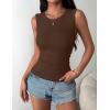 Zeagoo Womens Sleeveless Crewneck Ribbed Tank Tops Casual Basic Summer Top Slim Fitted Racerback Shirts(Brown)