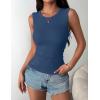 Zeagoo Womens Sleeveless Crewneck Ribbed Tank Tops Casual Basic Summer Top Slim Fitted Racerback Shirts(Dark Blue)