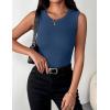 Zeagoo Womens Sleeveless Crewneck Ribbed Tank Tops Casual Basic Summer Top Slim Fitted Racerback Shirts(Dark Blue)