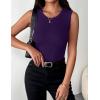 Zeagoo Womens Sleeveless Crewneck Ribbed Tank Tops Casual Basic Summer Top Slim Fitted Racerback Shirts(Dark Purple)