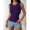 Zeagoo Womens Sleeveless Crewneck Ribbed Tank Tops Casual Basic Summer Top Slim Fitted Racerback Shirts(Dark Purple)