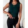 Zeagoo Womens Sleeveless Crewneck Ribbed Tank Tops Casual Basic Summer Top Slim Fitted Racerback Shirts(Deep Green)