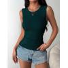 Zeagoo Womens Sleeveless Crewneck Ribbed Tank Tops Casual Basic Summer Top Slim Fitted Racerback Shirts(Deep Green)