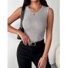 Zeagoo Womens Sleeveless Crewneck Ribbed Tank Tops Casual Basic Summer Top Slim Fitted Racerback Shirts(Light Grey)