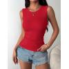 Zeagoo Womens Sleeveless Crewneck Ribbed Tank Tops Casual Basic Summer Top Slim Fitted Racerback Shirts(Red)