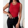 Zeagoo Womens Sleeveless Crewneck Ribbed Tank Tops Casual Basic Summer Top Slim Fitted Racerback Shirts(Red)