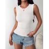 Zeagoo Womens Sleeveless Crewneck Ribbed Tank Tops Casual Basic Summer Top Slim Fitted Racerback Shirts(White)