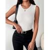 Zeagoo Womens Sleeveless Crewneck Ribbed Tank Tops Casual Basic Summer Top Slim Fitted Racerback Shirts(White)