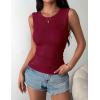 Zeagoo Womens Sleeveless Crewneck Ribbed Tank Tops Casual Basic Summer Top Slim Fitted Racerback Shirts(Wine Red)