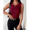 Zeagoo Womens Sleeveless Crewneck Ribbed Tank Tops Casual Basic Summer Top Slim Fitted Racerback Shirts(Wine Red)