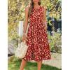 Zeagoo Women’s Summer Tank Midi Dress with Pockets Floral Sleeveless A-Line Casual Loose T-Shirt Dresses Beach Sundress 2026(01-red Floral)