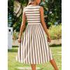 Zeagoo Women’s Summer Tank Midi Dress with Pockets Floral Sleeveless A-Line Casual Loose T-Shirt Dresses Beach Sundress 2026(Apricot White Stripe)