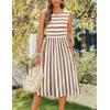 Zeagoo Women’s Summer Tank Midi Dress with Pockets Floral Sleeveless A-Line Casual Loose T-Shirt Dresses Beach Sundress 2026(Apricot White Stripe)