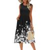 Zeagoo Women’s Summer Tank Midi Dress with Pockets Floral Sleeveless A-Line Casual Loose T-Shirt Dresses Beach Sundress 2026(Black Small Floral)