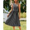 Zeagoo Women’s Summer Tank Midi Dress with Pockets Floral Sleeveless A-Line Casual Loose T-Shirt Dresses Beach Sundress 2026(Black+white Stripe)