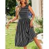 Zeagoo Women’s Summer Tank Midi Dress with Pockets Floral Sleeveless A-Line Casual Loose T-Shirt Dresses Beach Sundress 2026(Black+white Stripe)