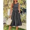 Zeagoo Women’s Summer Tank Midi Dress with Pockets Floral Sleeveless A-Line Casual Loose T-Shirt Dresses Beach Sundress 2026(Black+white Stripe)