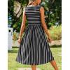Zeagoo Women’s Summer Tank Midi Dress with Pockets Floral Sleeveless A-Line Casual Loose T-Shirt Dresses Beach Sundress 2026(Black+white Stripe)