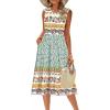 Zeagoo Women’s Summer Tank Midi Dress with Pockets Floral Sleeveless A-Line Casual Loose T-Shirt Dresses Beach Sundress 2026(Blue Yellow Ethnic Print)