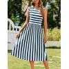 Zeagoo Women’s Summer Tank Midi Dress with Pockets Floral Sleeveless A-Line Casual Loose T-Shirt Dresses Beach Sundress 2026(Blue+white Stripe)