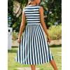 Zeagoo Women’s Summer Tank Midi Dress with Pockets Floral Sleeveless A-Line Casual Loose T-Shirt Dresses Beach Sundress 2026(Blue+white Stripe)