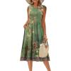 Zeagoo Women’s Summer Tank Midi Dress with Pockets Floral Sleeveless A-Line Casual Loose T-Shirt Dresses Beach Sundress 2026(Green Printed)