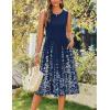 Zeagoo Women’s Summer Tank Midi Dress with Pockets Floral Sleeveless A-Line Casual Loose T-Shirt Dresses Beach Sundress 2026(Navy Blue Floral)