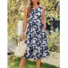 Zeagoo Women’s Summer Tank Midi Dress with Pockets Floral Sleeveless A-Line Casual Loose T-Shirt Dresses Beach Sundress 2026(Navy White Floral)