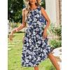 Zeagoo Women’s Summer Tank Midi Dress with Pockets Floral Sleeveless A-Line Casual Loose T-Shirt Dresses Beach Sundress 2026(Navy White Floral)