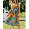Zeagoo Women’s Summer Tank Midi Dress with Pockets Floral Sleeveless A-Line Casual Loose T-Shirt Dresses Beach Sundress 2026(Orange Green Leaf)