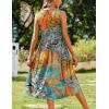 Zeagoo Women’s Summer Tank Midi Dress with Pockets Floral Sleeveless A-Line Casual Loose T-Shirt Dresses Beach Sundress 2026(Orange Green Leaf)
