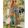 Zeagoo Women’s Summer Tank Midi Dress with Pockets Floral Sleeveless A-Line Casual Loose T-Shirt Dresses Beach Sundress 2026(Orange Green Leaf)