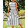 Zeagoo Women’s Summer Tank Midi Dress with Pockets Floral Sleeveless A-Line Casual Loose T-Shirt Dresses Beach Sundress 2026(White Black Stripe2)