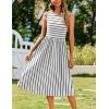 Zeagoo Women’s Summer Tank Midi Dress with Pockets Floral Sleeveless A-Line Casual Loose T-Shirt Dresses Beach Sundress 2026(White Black Stripe2)