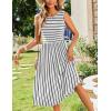 Zeagoo Women’s Summer Tank Midi Dress with Pockets Floral Sleeveless A-Line Casual Loose T-Shirt Dresses Beach Sundress 2026(White Black Stripe2)