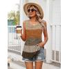 Zeagoo Womens Summer Tank Tops Sleeveless Babydoll Tops Loose Fit Tunic Blouses Crew Neck Flowy Shirts S-3XL(Brown Textured Colorblock)